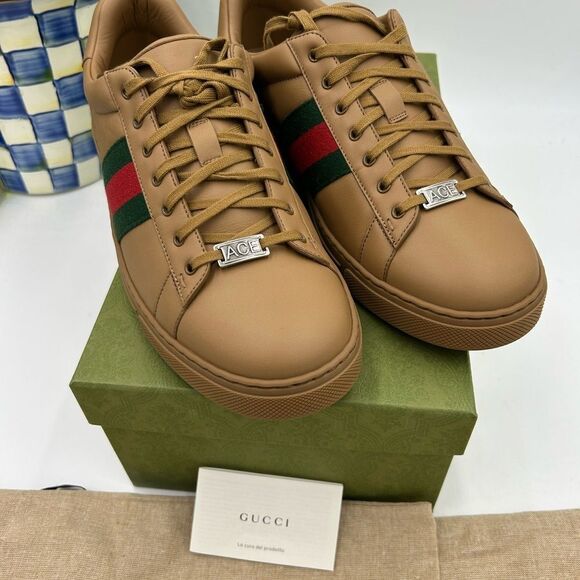Men’s Gucci ace Webb low top leather sneakers size 11 fits 12 US made in Italy - Picture 3 of 13